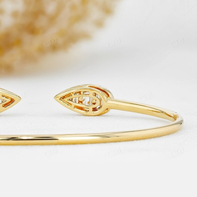 1.11CT Open Cuff Flexible Baguette Round Arrow Head CVD Bracelet customdiamjewel