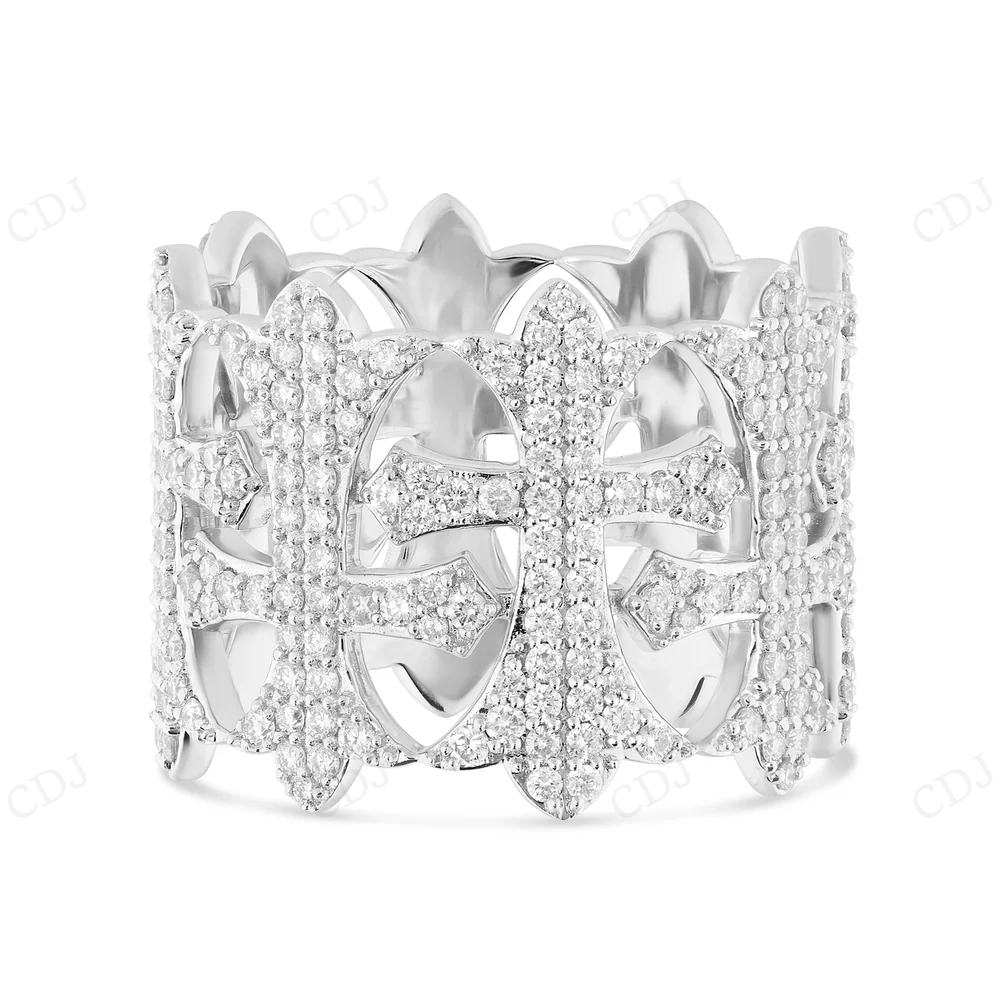 925 Sterling Silver Moissanite Diamond Cross Ring For Men hip hop jewelry CustomDiamJewel
