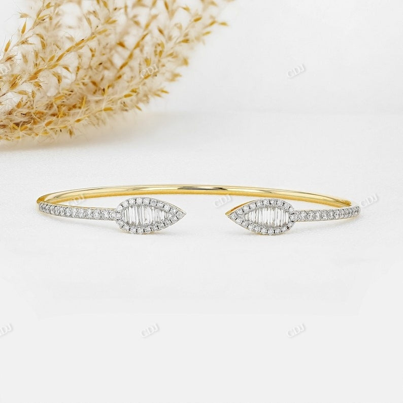 Baguette And Round Open Cuff Diamond Bracelet open cuff diamond bracelet customdiamjewel   