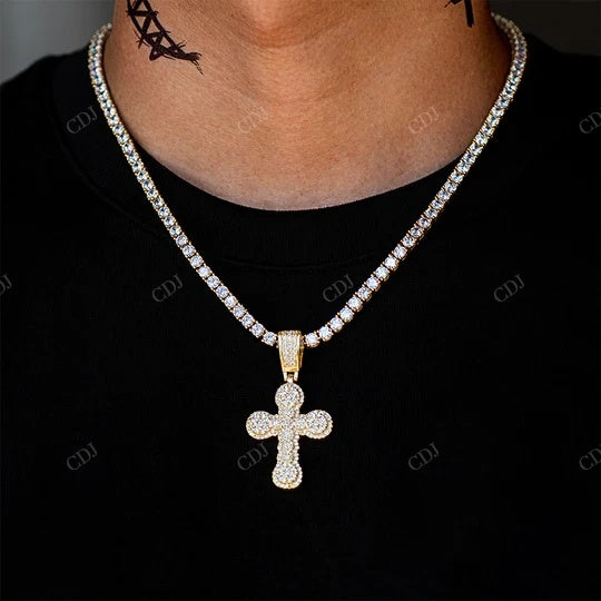 Elegant bubble Cross Pendent Fully Iced out hip hop jewelry CustomDiamJewel