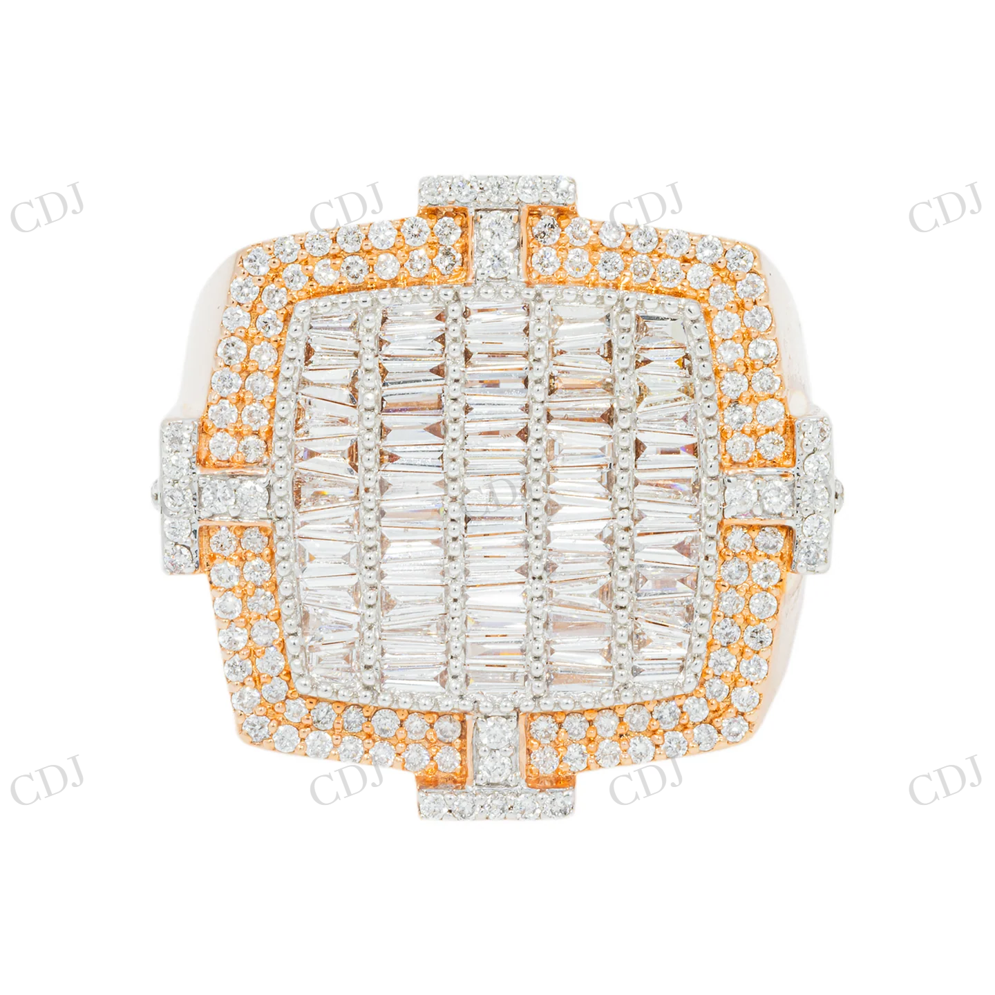 Iced Out Moissnaite Round And Baguette Square Statement Ring Hip Hop Ring customdiamjewel