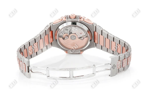 Capsule Belt Chrono Set Two Tone Lab Diamond Patek Watch customdiamjewel