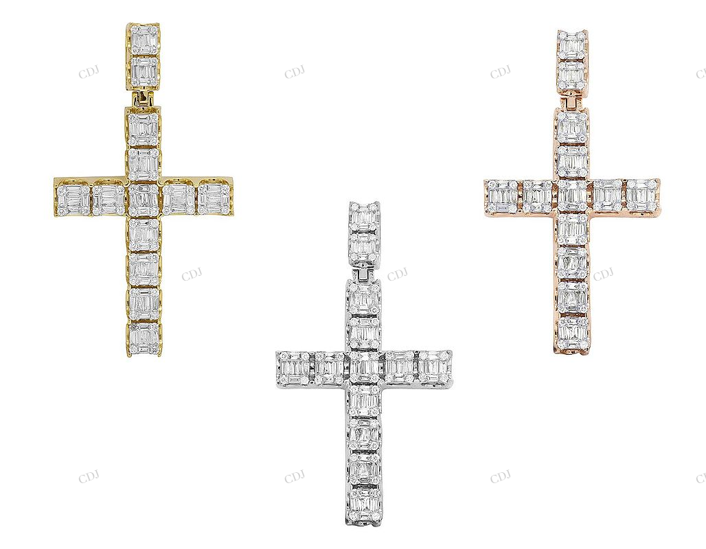 Handmade Cluster Moissanite Cross Pendant hip hop jewelry CustomDiamJewel