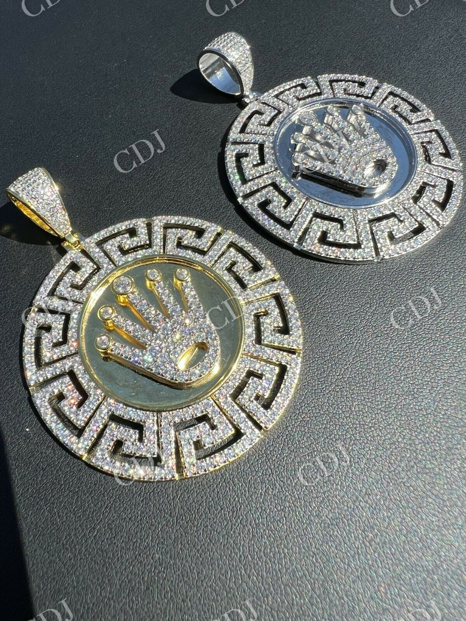 Iced Moissanite Crown Medallion Pendant customdiamjewel