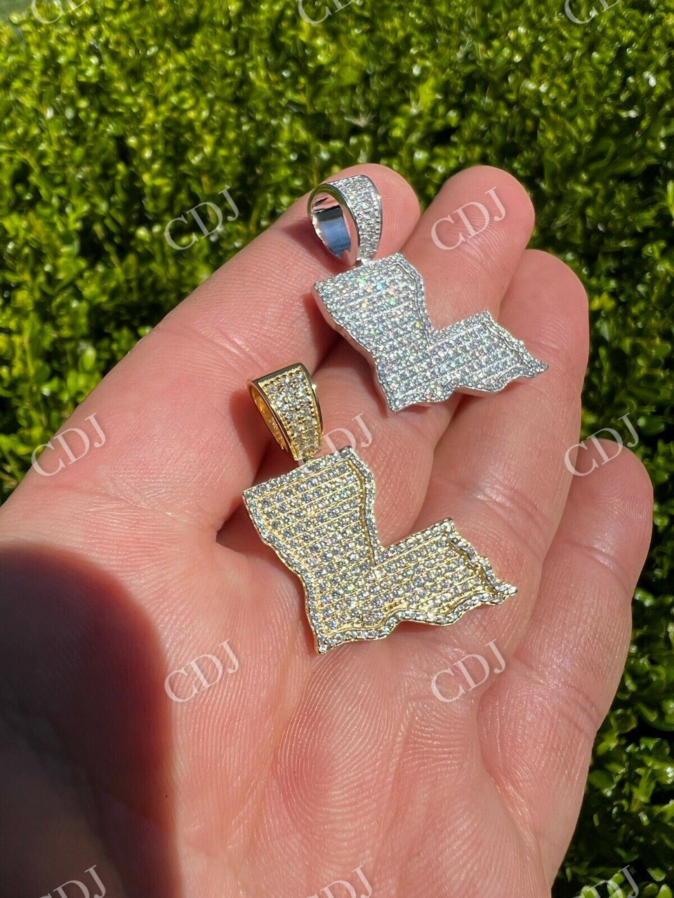 Moissanite Hip Hop Louisiana State Shape Pendant customdiamjewel