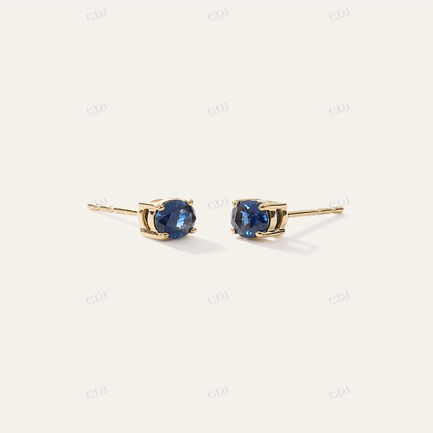 Luxury Gold Blue Sapphire Studs Earrings customdiamjewel