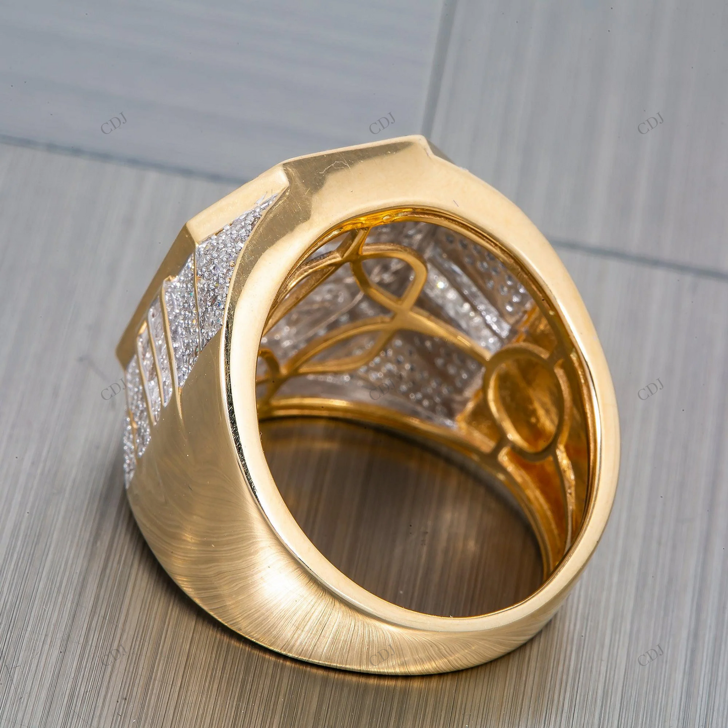 Baguette and Round Cut Moissanite Men's Ring hip hop jewelry customdiamjewel