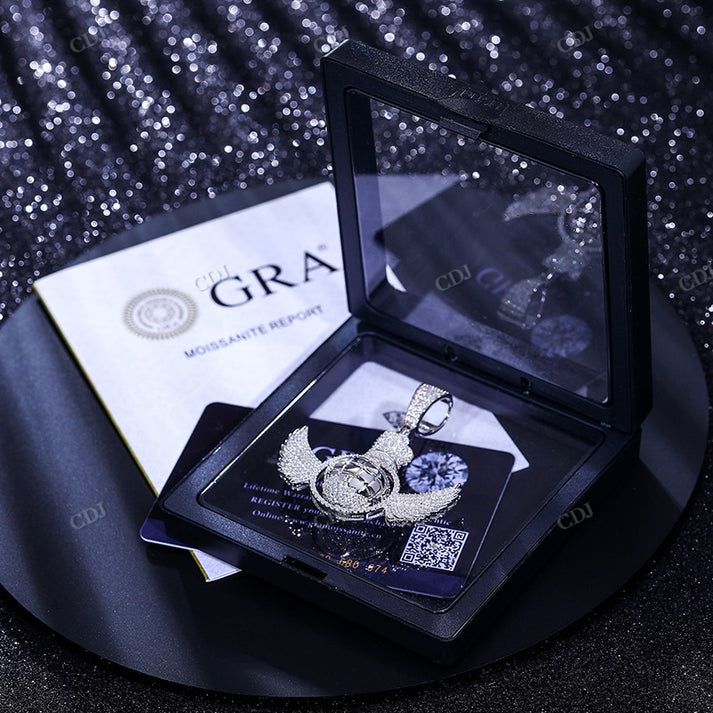 Moissanite Diamond World Wing Hip Hop Pendant hip hop jewelry CustomDiamJewel