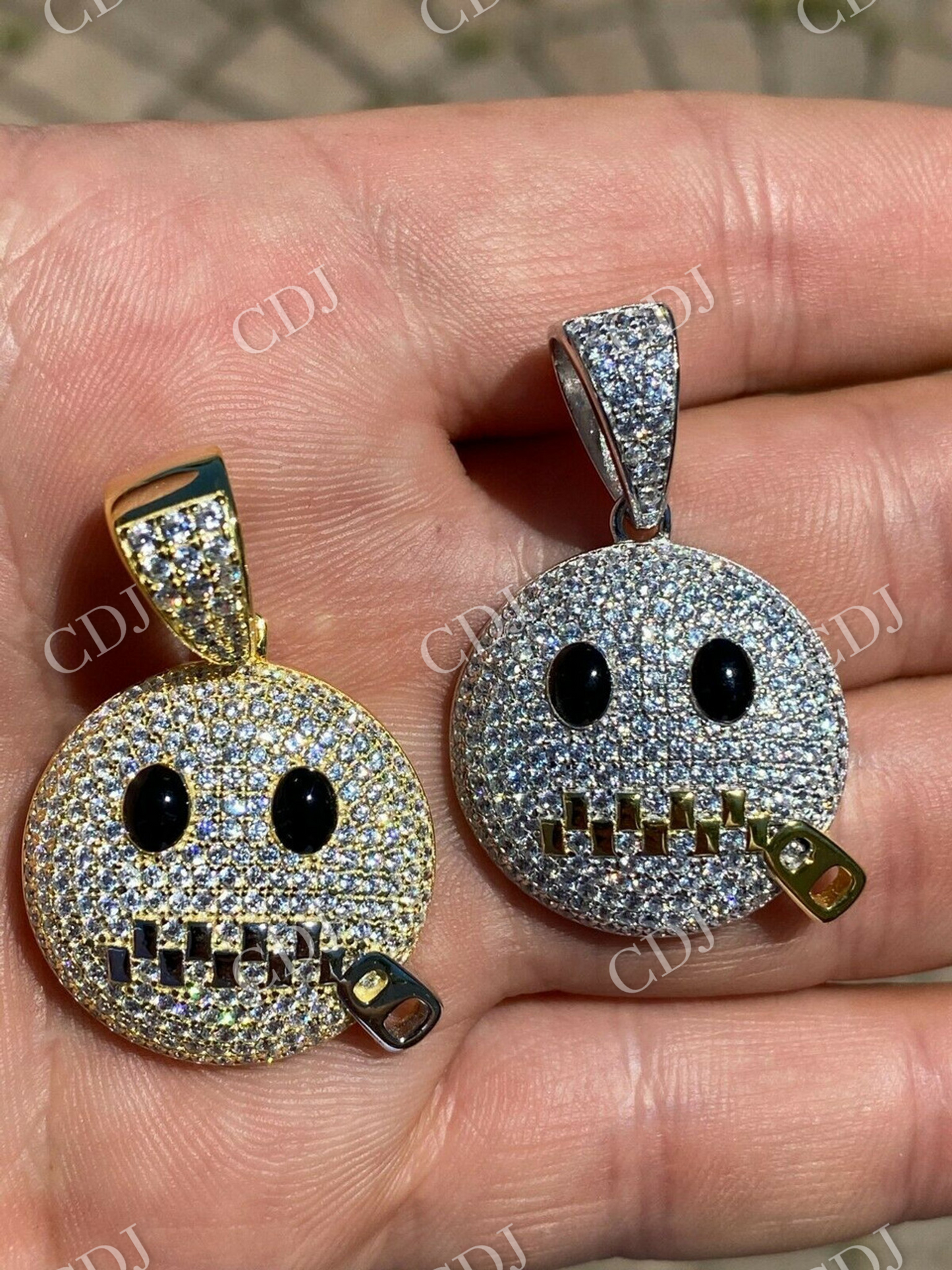 Hip Hop Zipper Mouth Emoji Diamond Pendant customdiamjewel