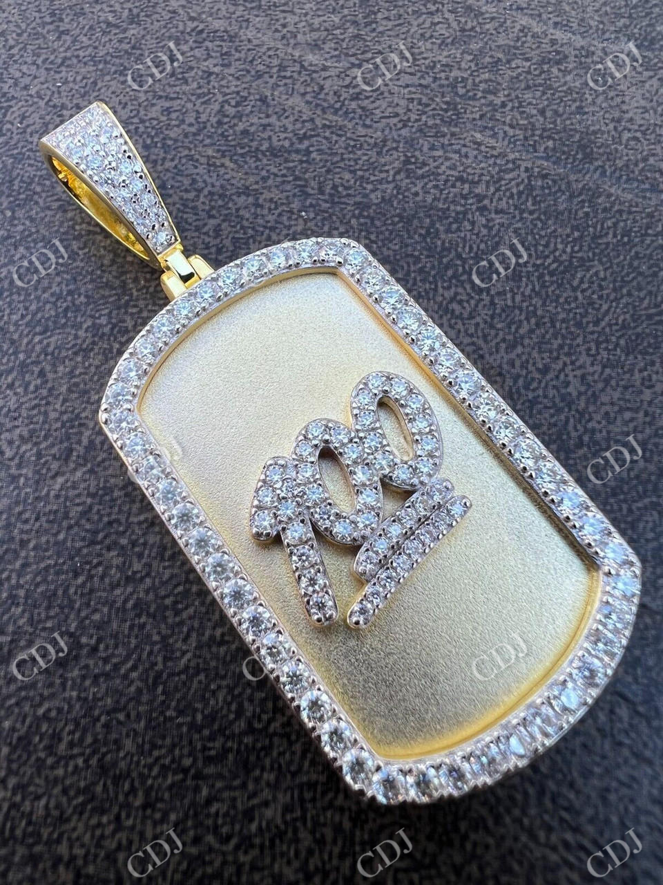 Dog Tag Natural Diamond pendent customdiamjewel