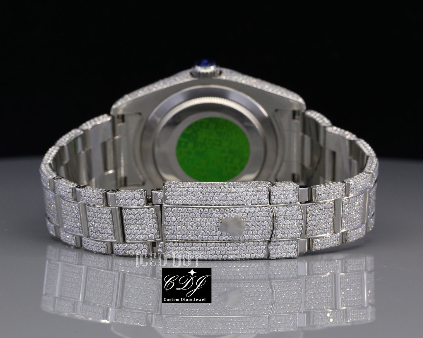 Iced Out Custom Luxury Stainless Steel Round Case Rolex Moissanite Watches customdiamjewel