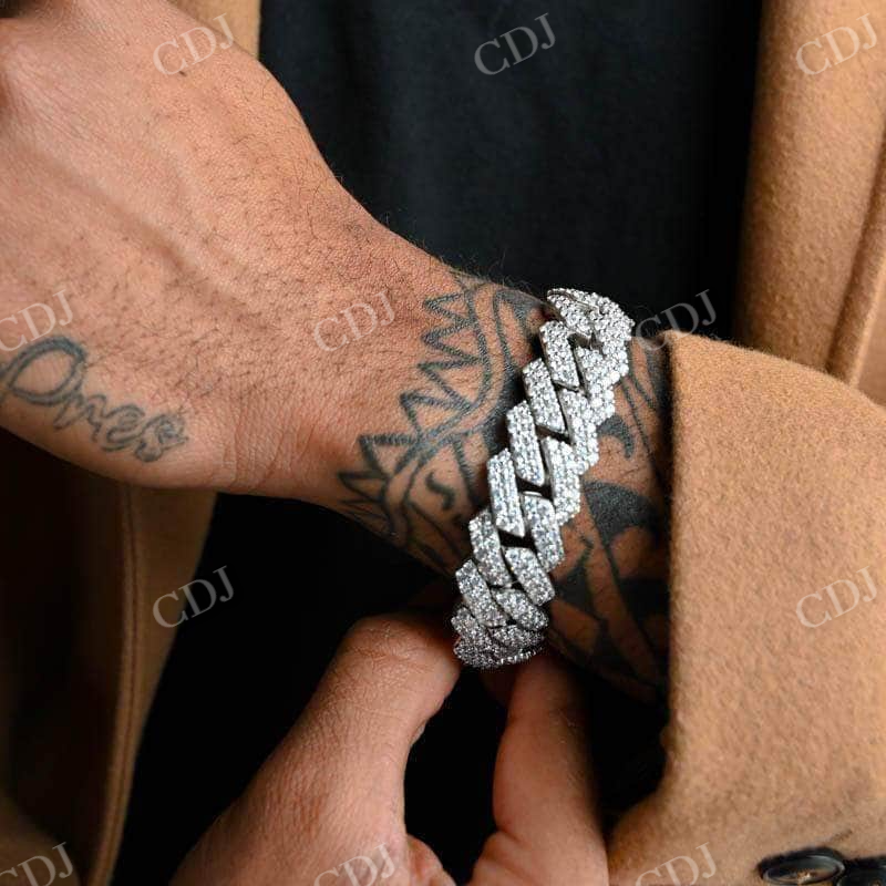 19MM Diamond Prong Cuban Link Bracelet In Gold customdiamjewel
