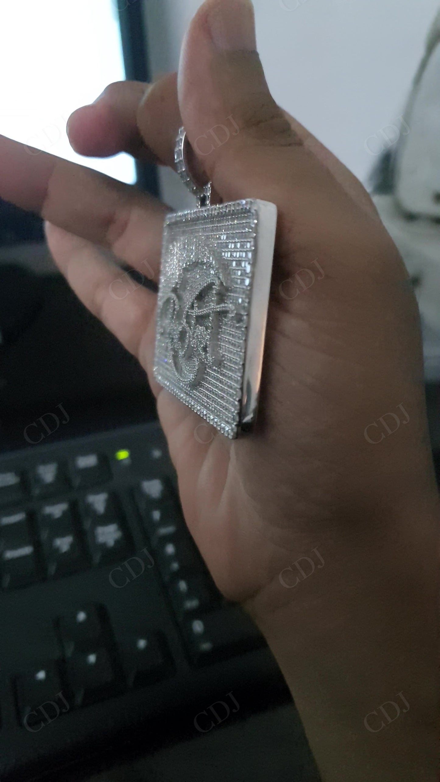 Round Natural Diamond ROCSTREET 10K White Gold Pendant hip hop jewelry customdiamjewel