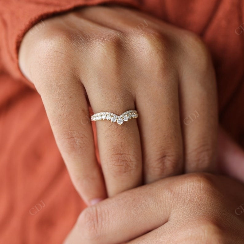 0.60CTW Round Cut Lab Grown Diamond Vintage Chevron Wedding Band customdiamjewel