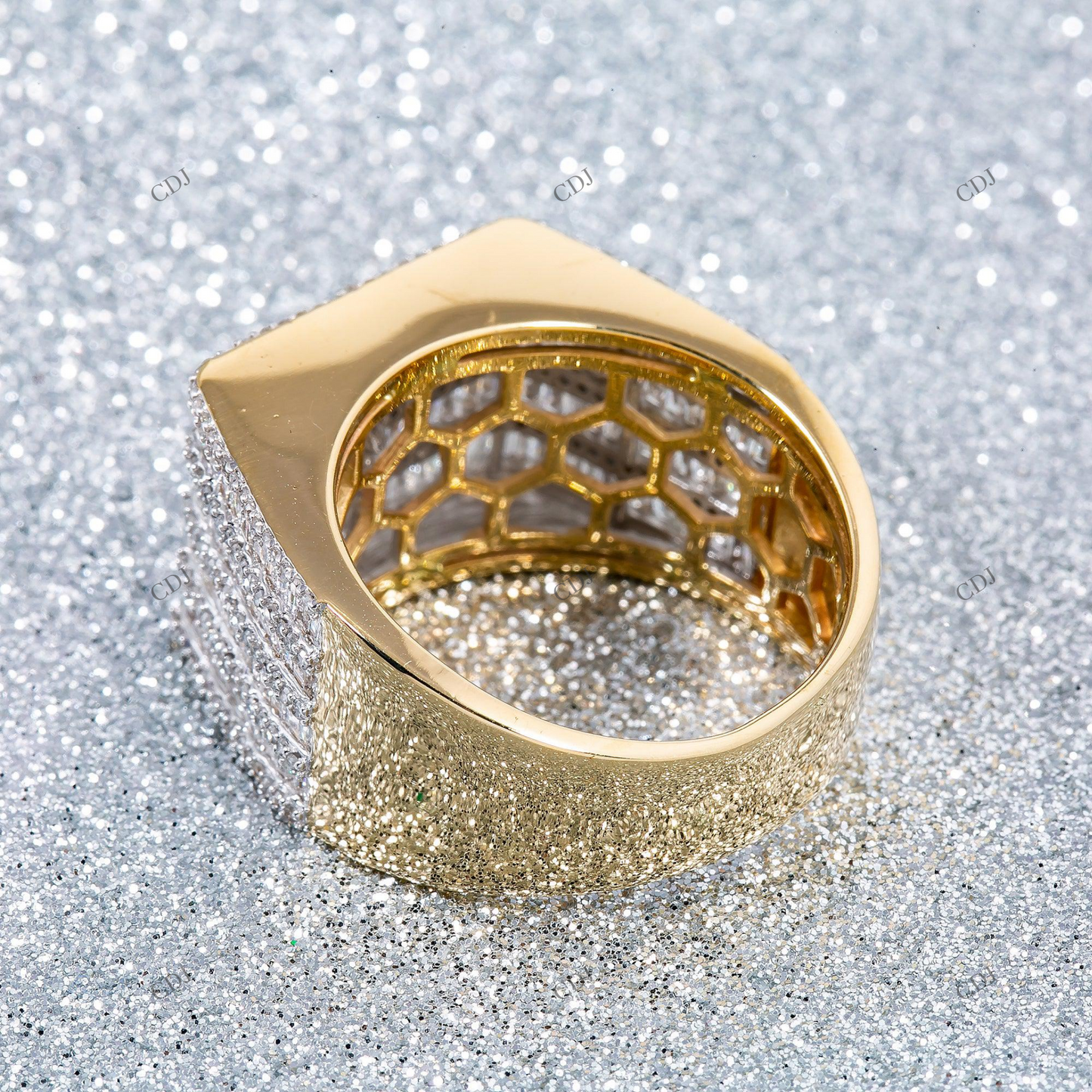 Multi Row Round and Baguette Moissanite Men's Ring hip hop jewelry customdiamjewel