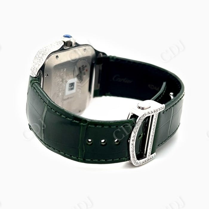 Green Belt Small Diamond Cartier Santos Watch customdiamjewel