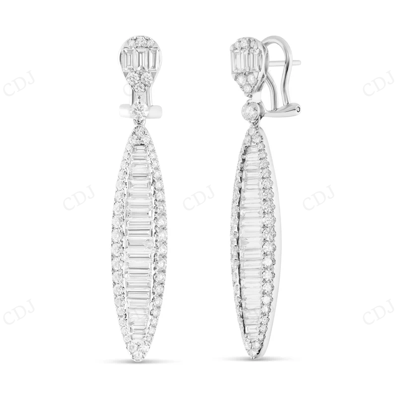 Baguette Diamond Pear Shaped Drop Earrings Stud earrings CustomDiamJewel