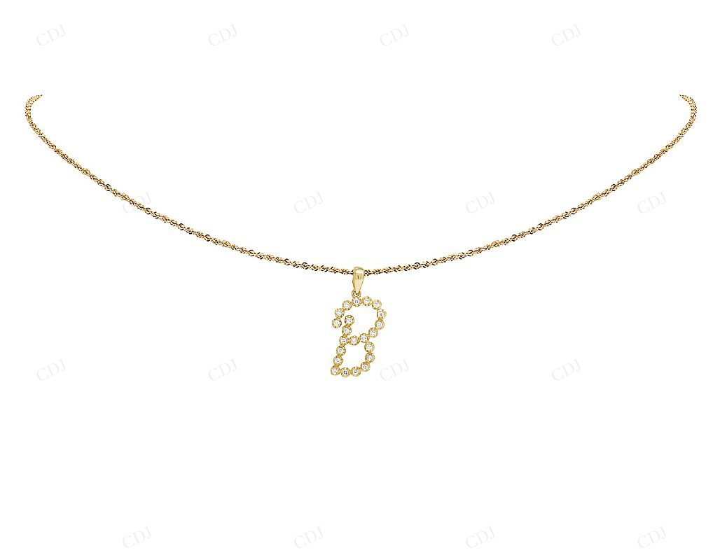 1" 0.30 CTW 10K Gold Natural Diamond Initial B Pendant CustomDiamJewel