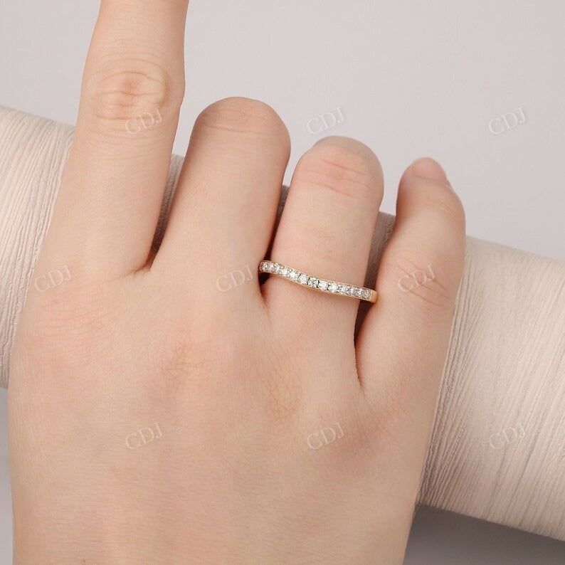 14k Solid Yellow Gold Curved Lab Grown Diamond Wedding Band customdiamjewel