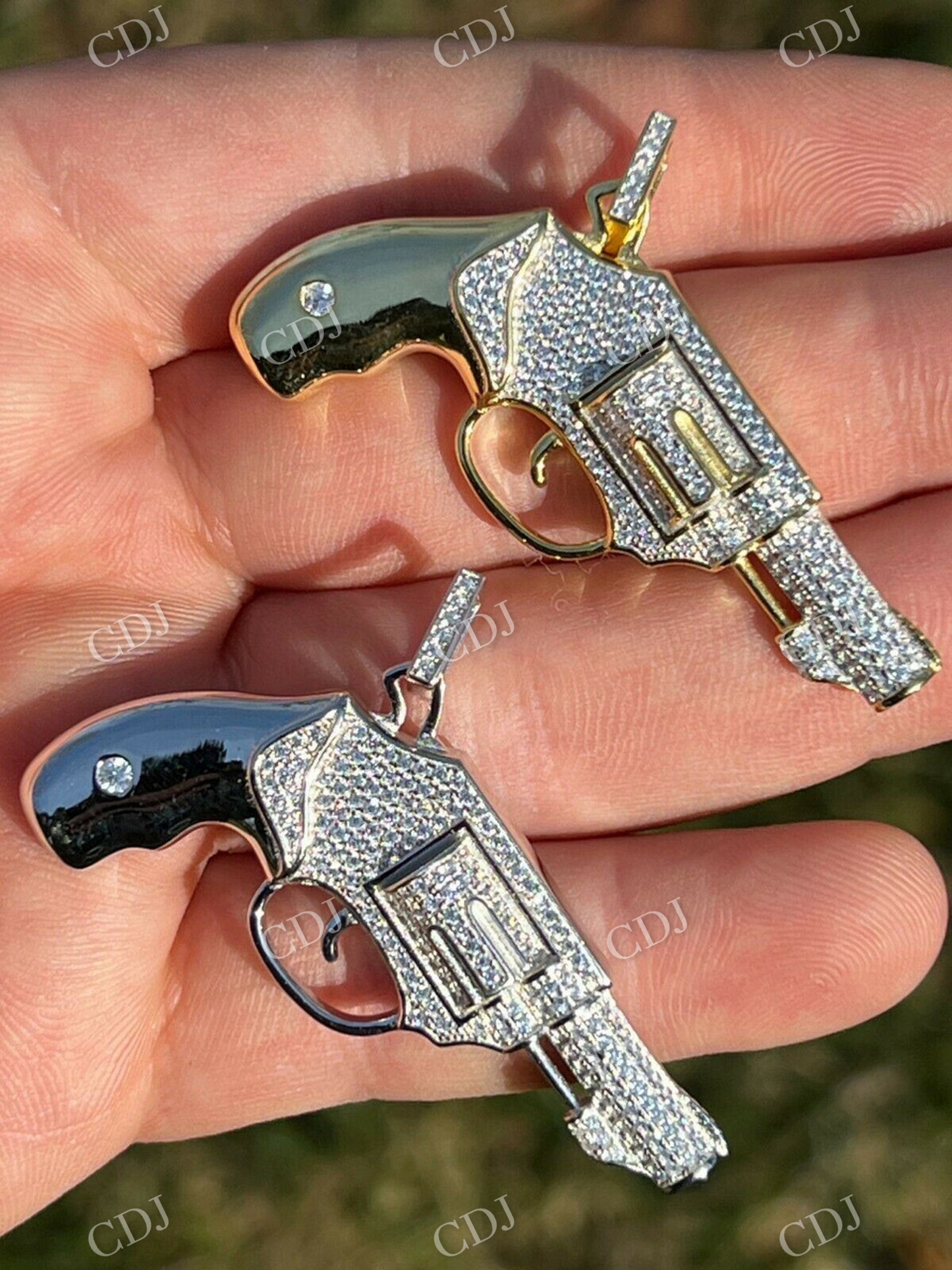 Pistol Iced Out HipHop Pendant customdiamjewel
