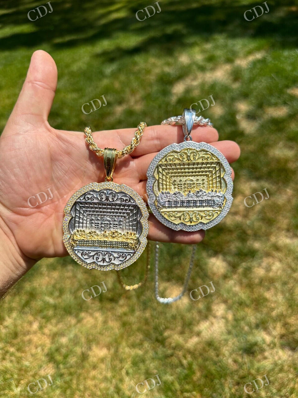 Textured Medallion hip hop Pendent customdiamjewel
