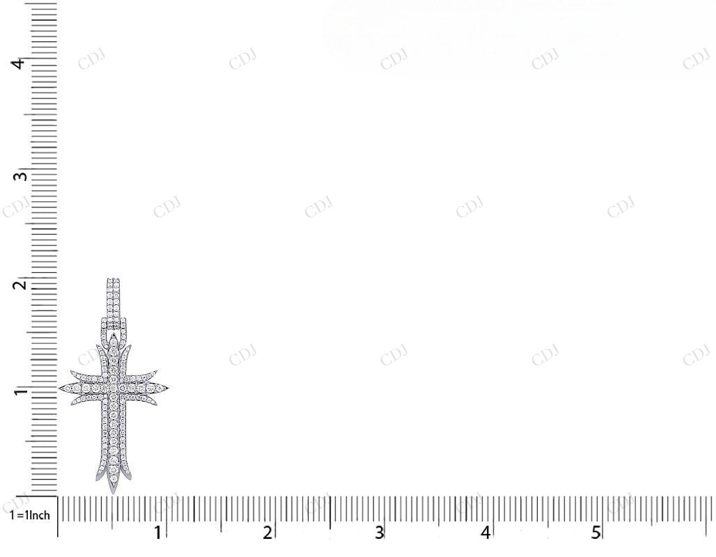 Three Row Lab Grown Diamond 14K Gold Sword Cross Pendant Hip Hop Pendent CustomDiamJewel