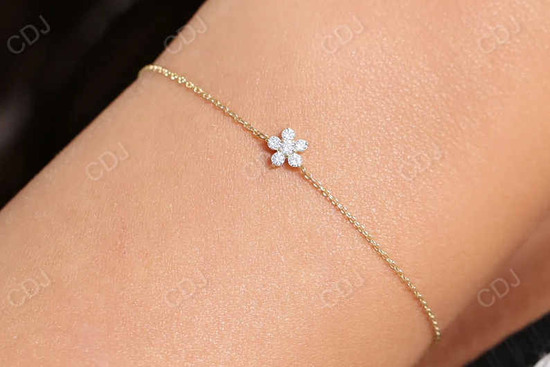 0.18CTW Moissanite Round Flower Design Bracelet customdiamjewel