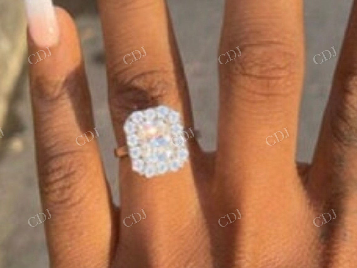 Radiant Cut Big Halo Moissanite Engagement Ring customdiamjewel