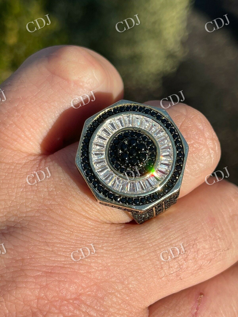 Baguette Cut Black Diamond Men's Ring customdiamjewel