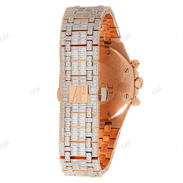 Baguette Cut Moissanite Studded Diamond AP Watch customdiamjewel