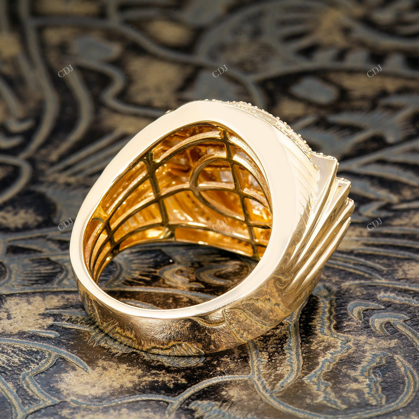 Hip Hop Round and Baguette Cut Moissanite Ring hip hop jewelry customdiamjewel