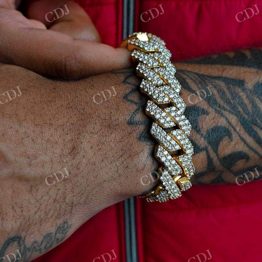 19MM Diamond Promg Cuban Link Bracelet In Gold For Men  customdiamjewel   