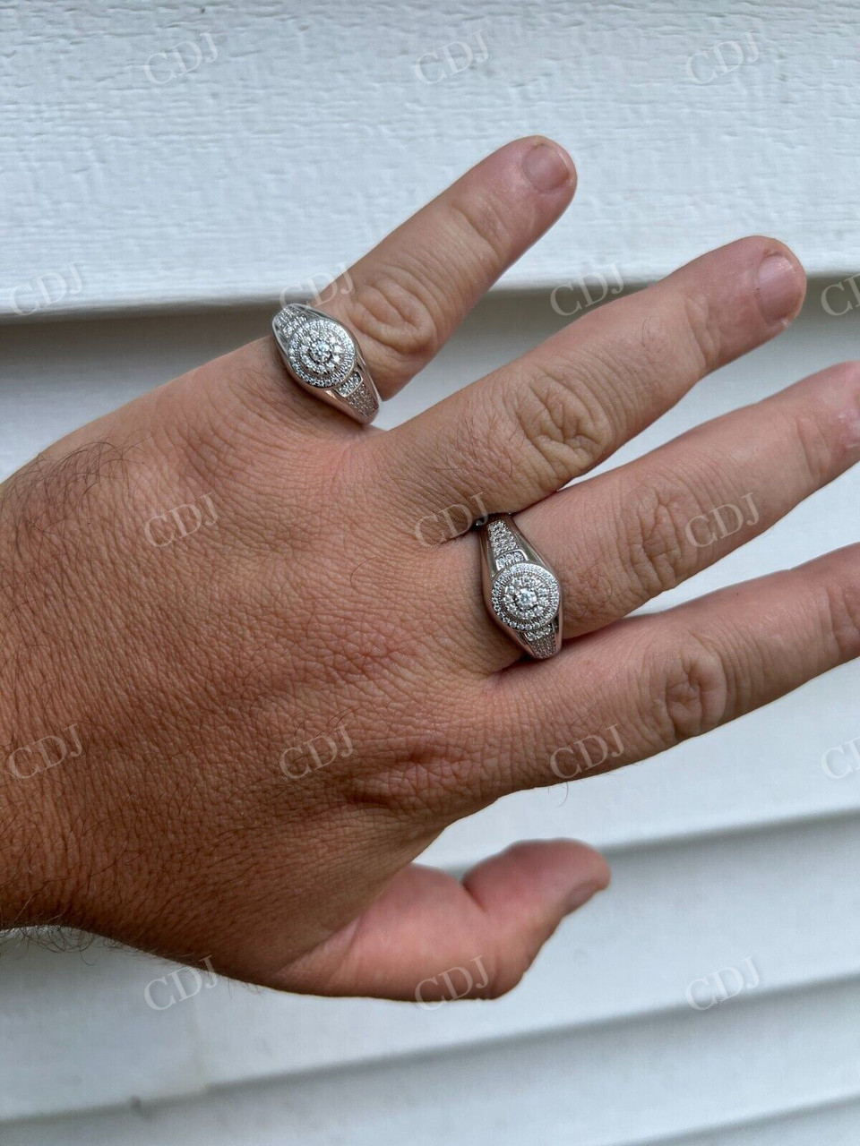 Round Cut Moissanite Iced Out Ring For Men customdiamjewel