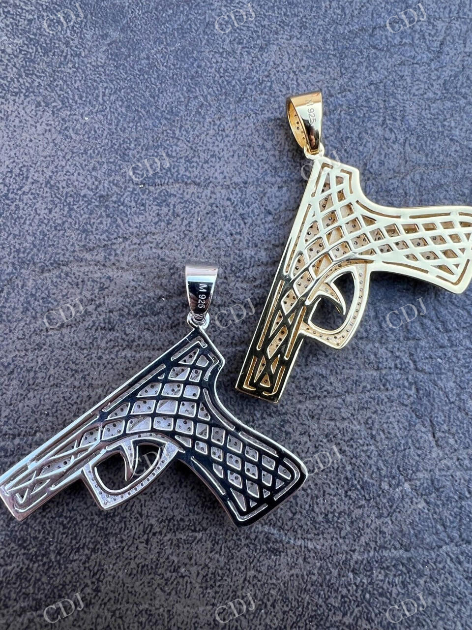 Gold Gun Hip Hop Pendant customdiamjewel