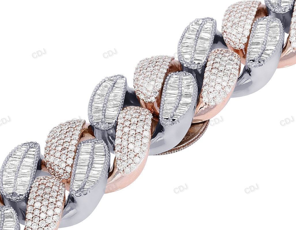 Round And Baguatte Moissanite Two Tone Bold Jwelery hip hop jewelry customdiamjewel