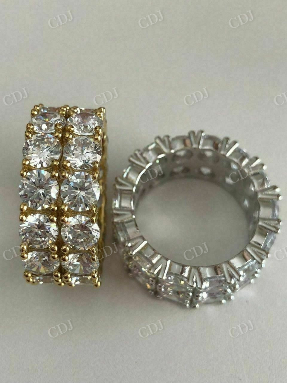 Two Row 14K Solid Gold Wedding Tennis Ring customdiamjewel