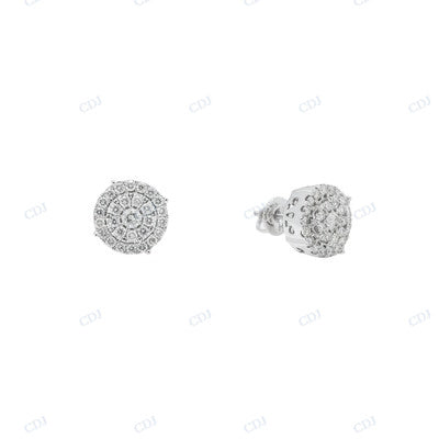 Round Shape Moissanite Diamond Pushback Earrings hip hop jewelry CustomDiamJewel