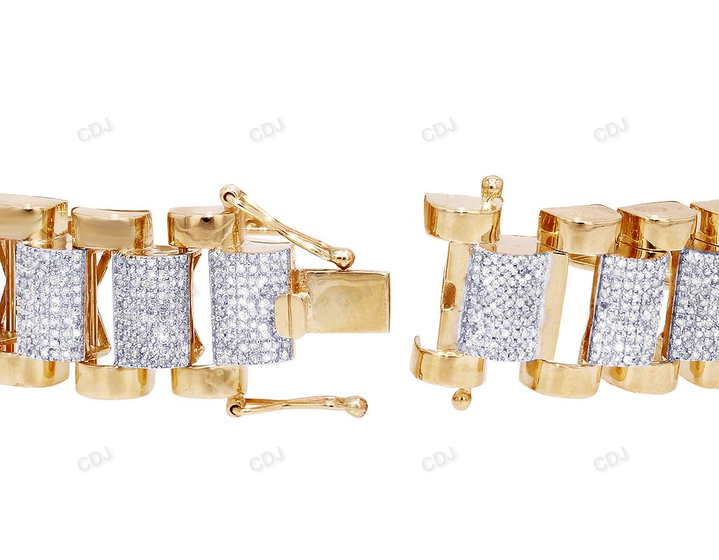 Presidential Style Silver Moissanite Mens Bracelet