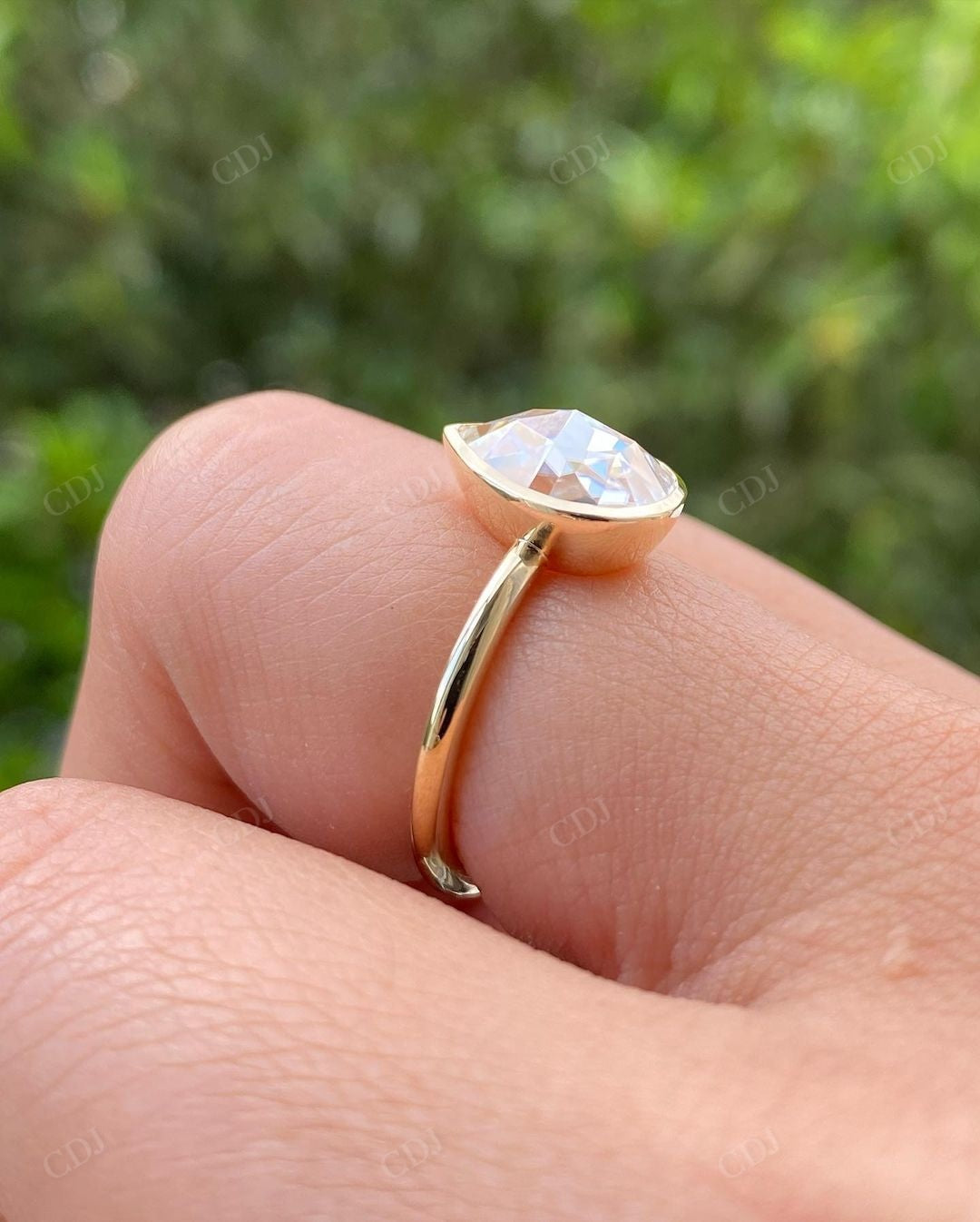 Pear Cut Bezel Set Lab Grown Diamond Ring