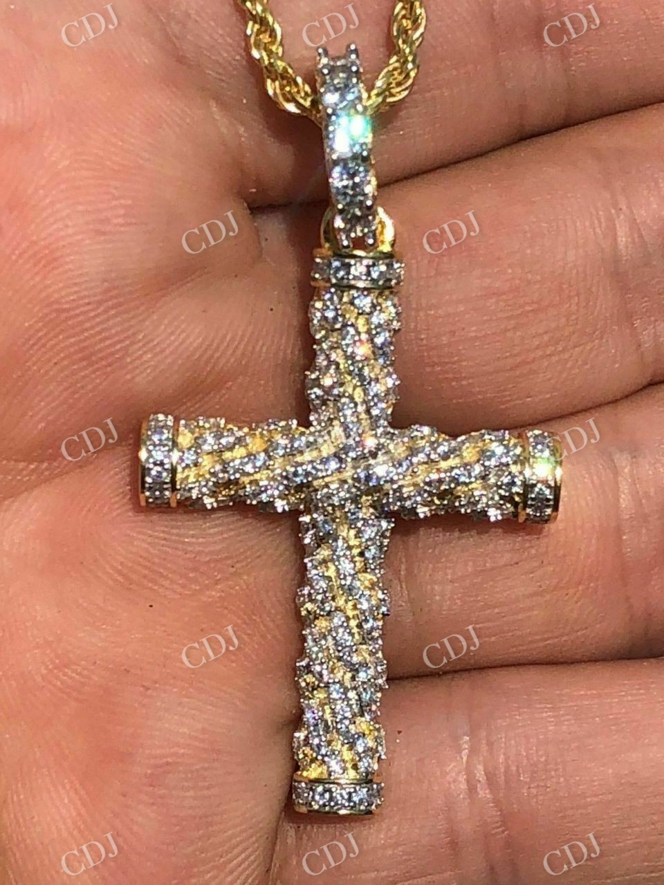 Rope Style Cross Hip Hop Pendant customdiamjewel