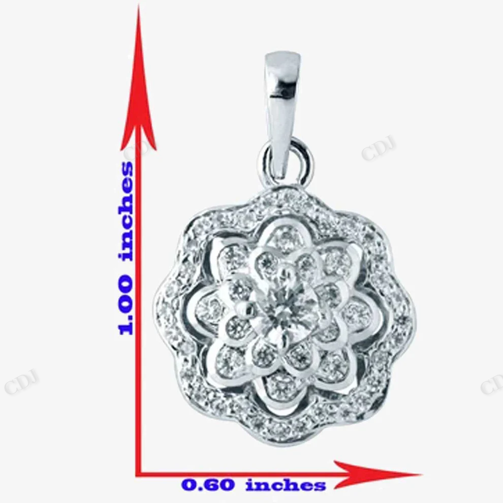 Sterling Silver Floral Moissanite Pendant hip hop jewelry CustomDiamJewel
