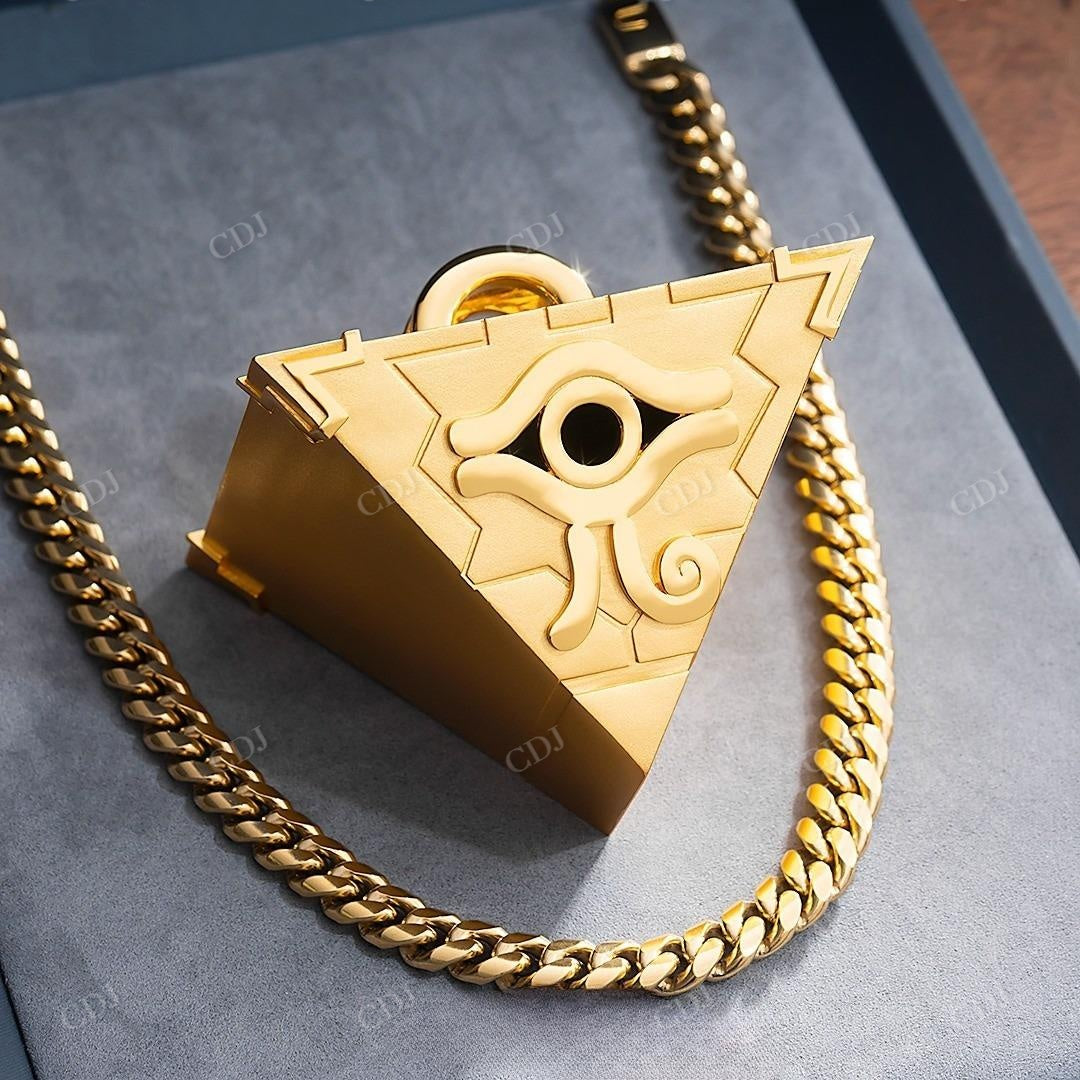 Inspired Yugioh Fanmade Millennium Puzzle Gold Pendant hip hop jewelry customdiamjewel
