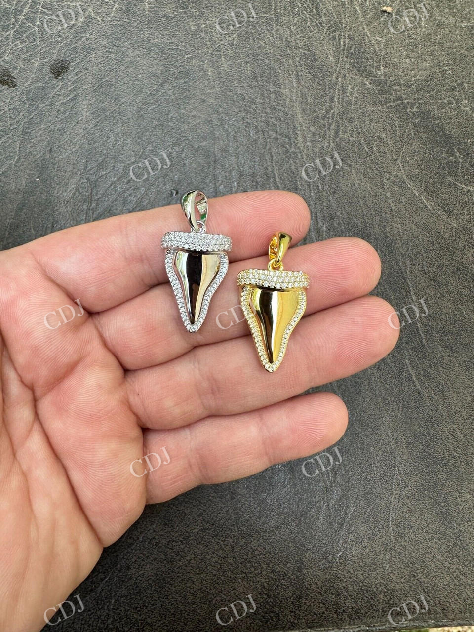 Shark Tooth Iced Diamond Pendant customdiamjewel