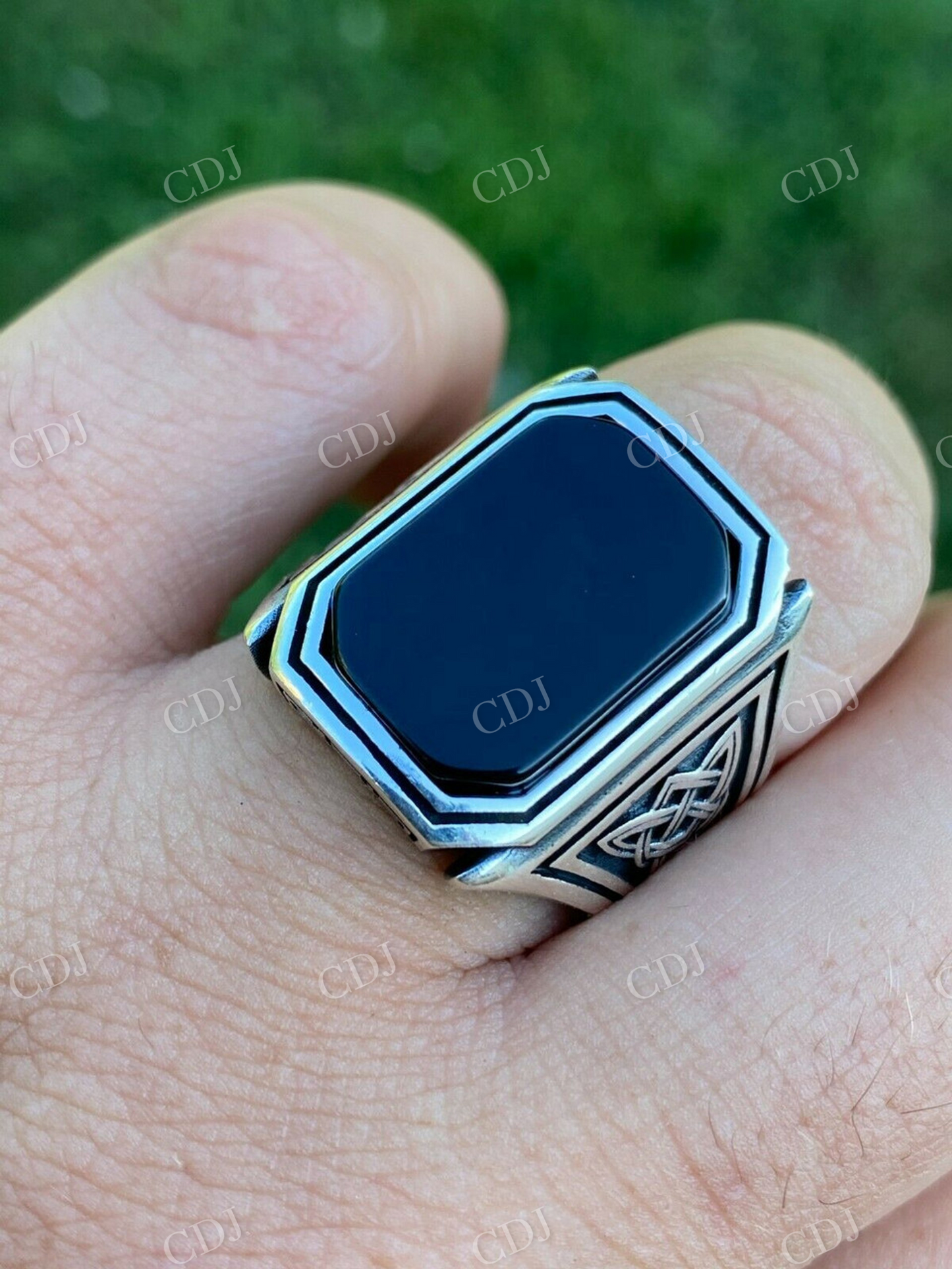 Solid Gold Black Diamond Signet Ring customdiamjewel