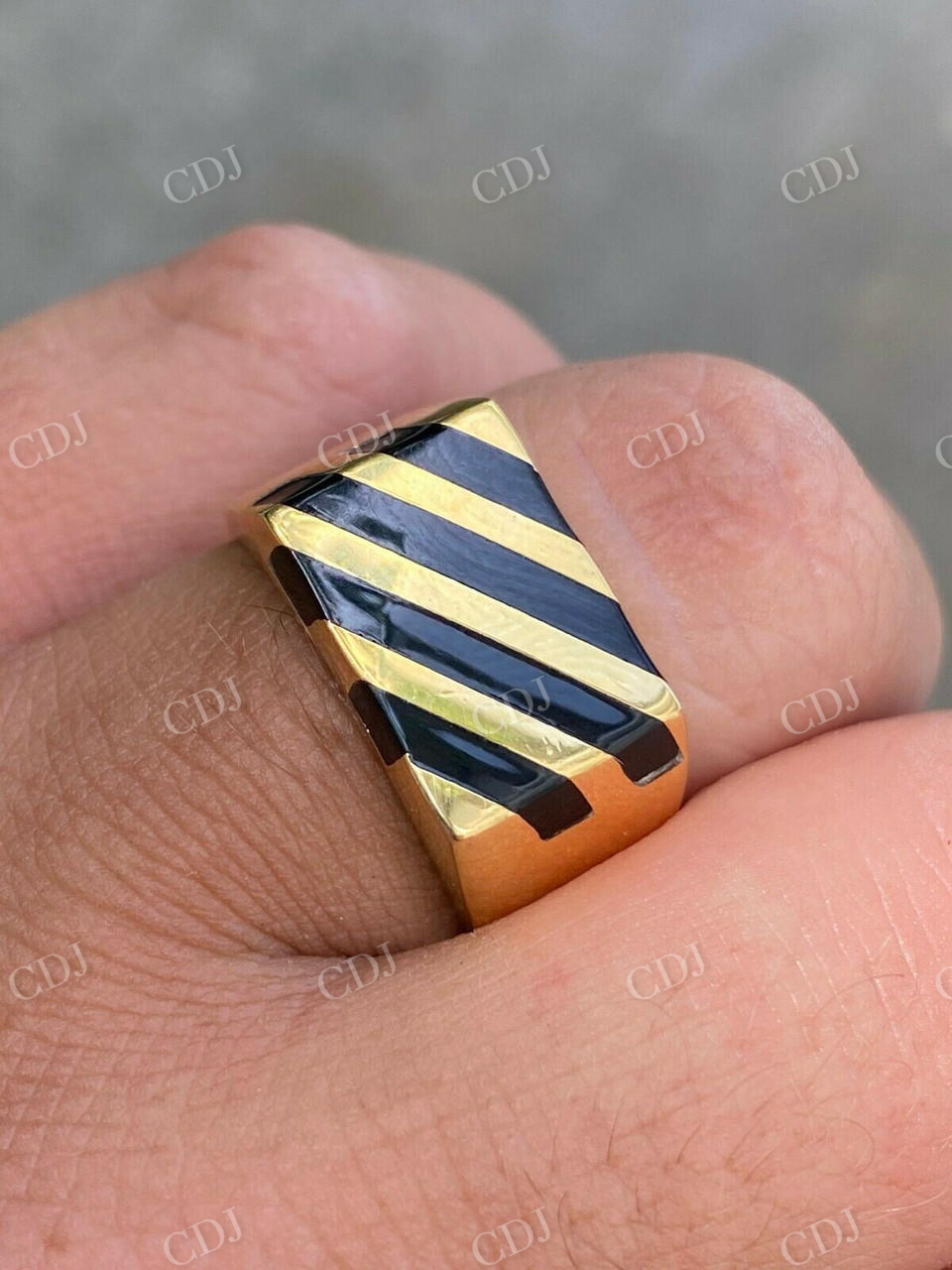 Gold Black Onyx Ring In Solid Yellow Gold customdiamjewel