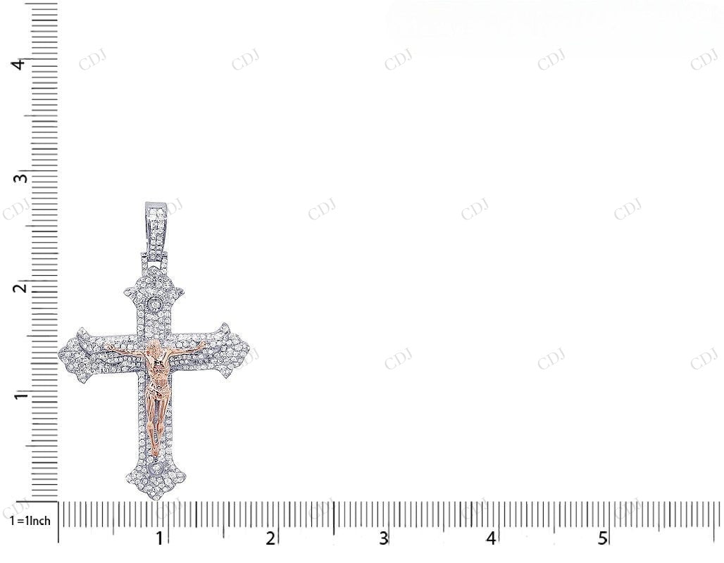 Jesus on Cross Crucifix Lab Grown Diamond Two-Tone Gold Pendant Hip Hop Pendent CustomDiamJewel