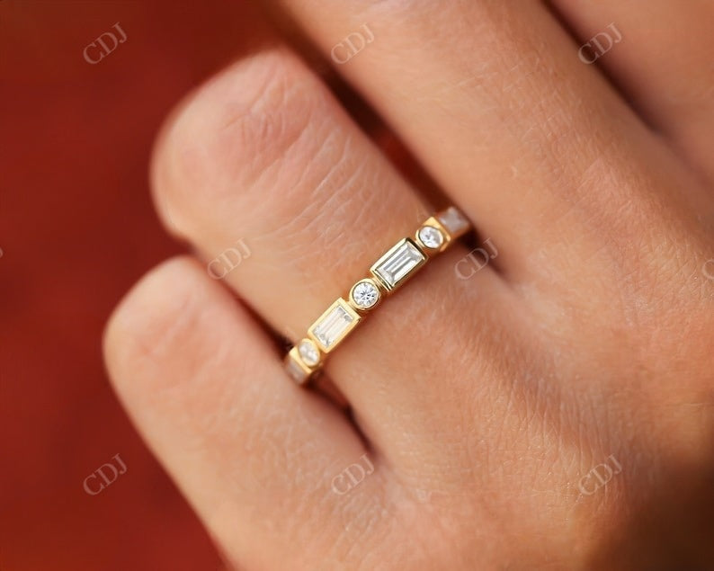 Alternative Baguette and Round Diamond Wedding Band customdiamjewel