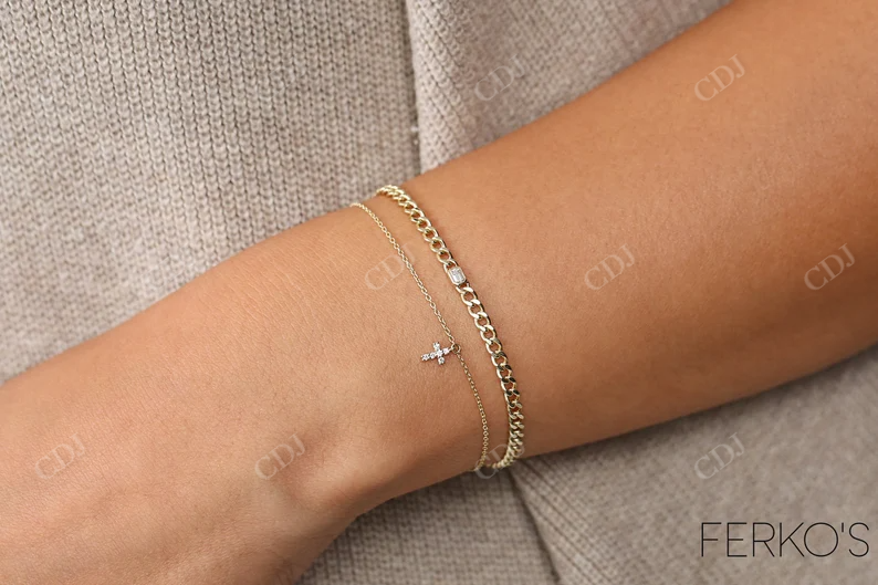 0.12CTW Moissanite Bezel Set Link Diamond Bracelet customdiamjewel