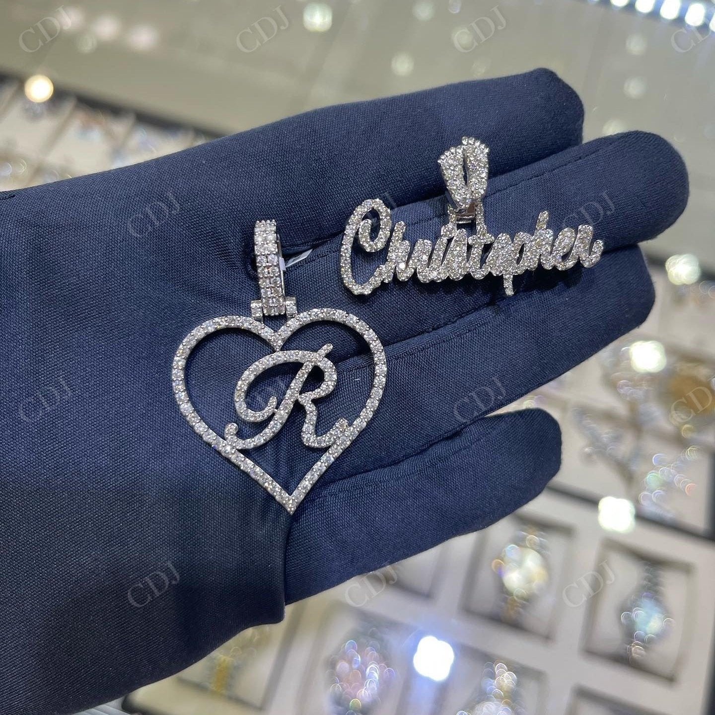 Customized Sterling Silver Heart Shape Pendant hip hop jewelry CustomDiamJewel