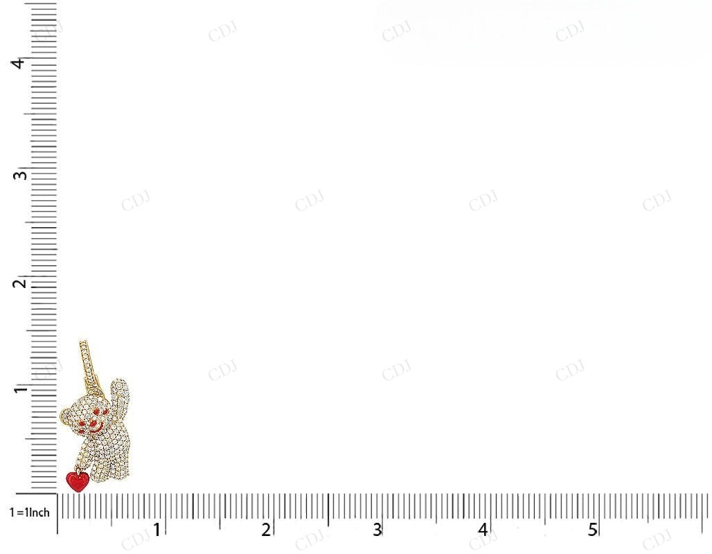 1.4 Inch Custom Sterling Silver Moissanite Teddy Pendant CustomDiamJewel